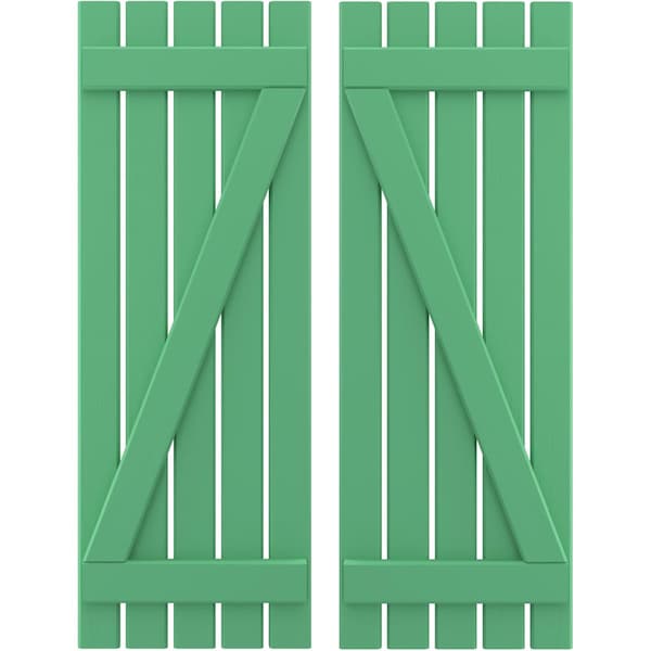 Ekena Millwork Americraft 5-Board (2 Batten) Wood Spaced Board-n-Batten Shutters w/ Z-Bar, ARW102SB519X77LPH, PR ARW102SB519X77LPH - main